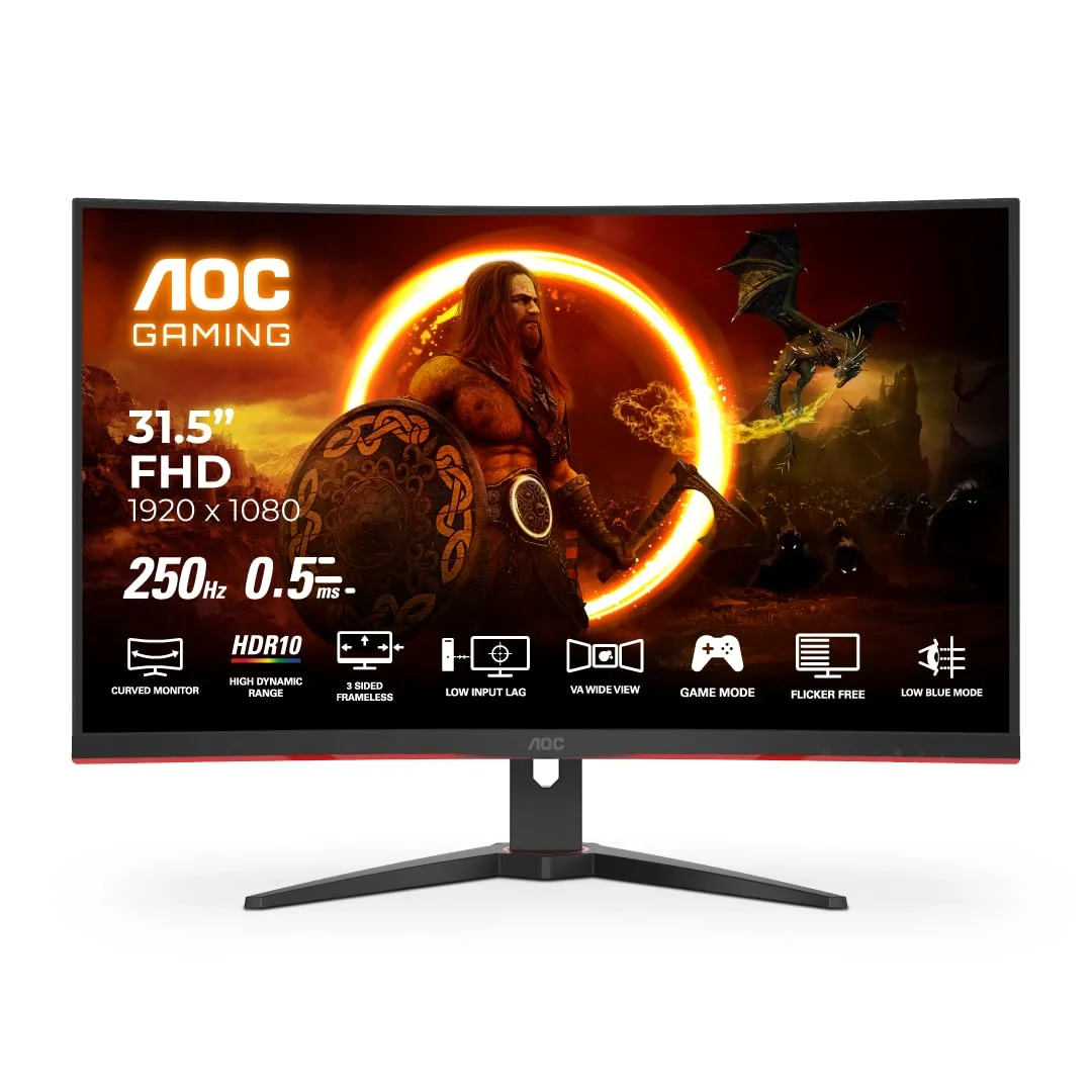 AOC C32G2ZE2 31.5 Inch 250Hz Curved Gaming Monitor
