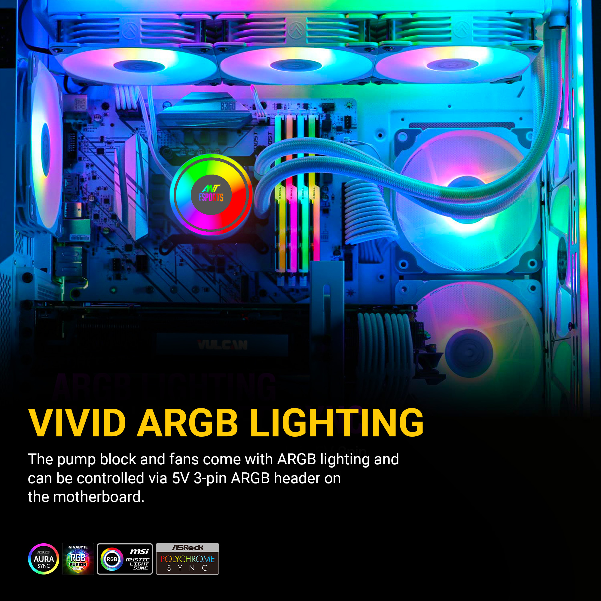 Ant Esports ICE-360 ARGB 360mm AIO CPU Liquid Cooler – White