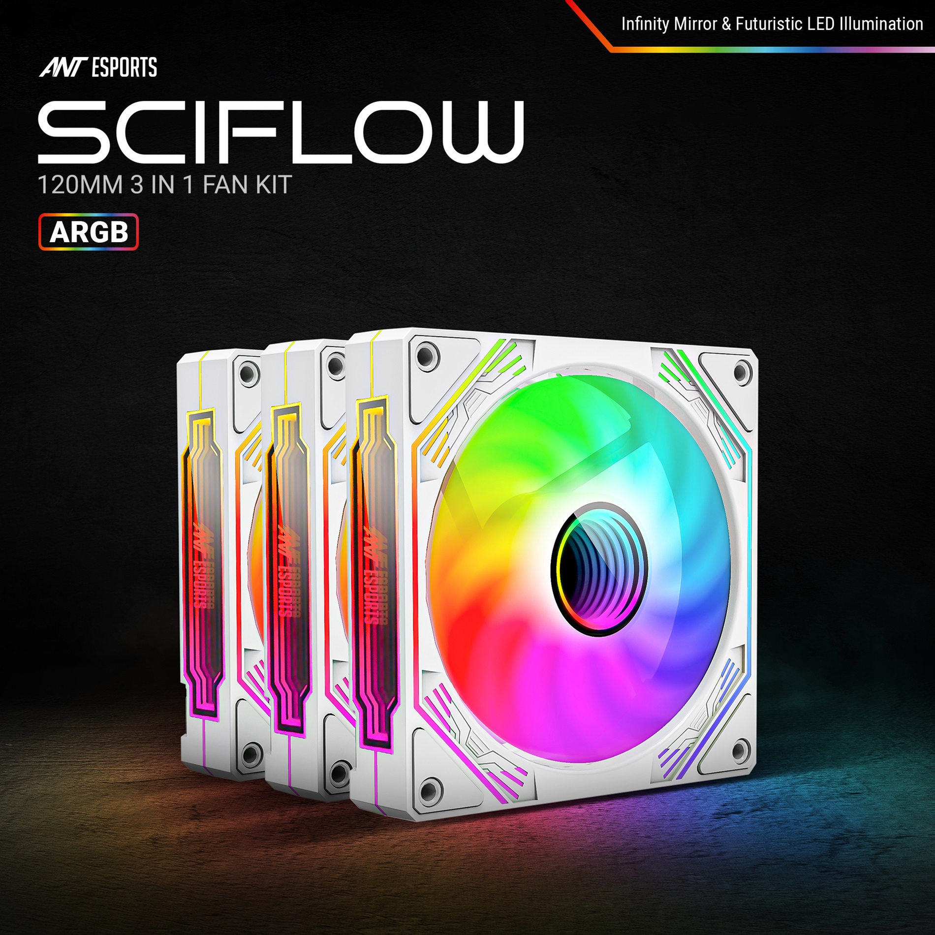 Ant Esports Sciflow ARGB 3-Fan Kit – White