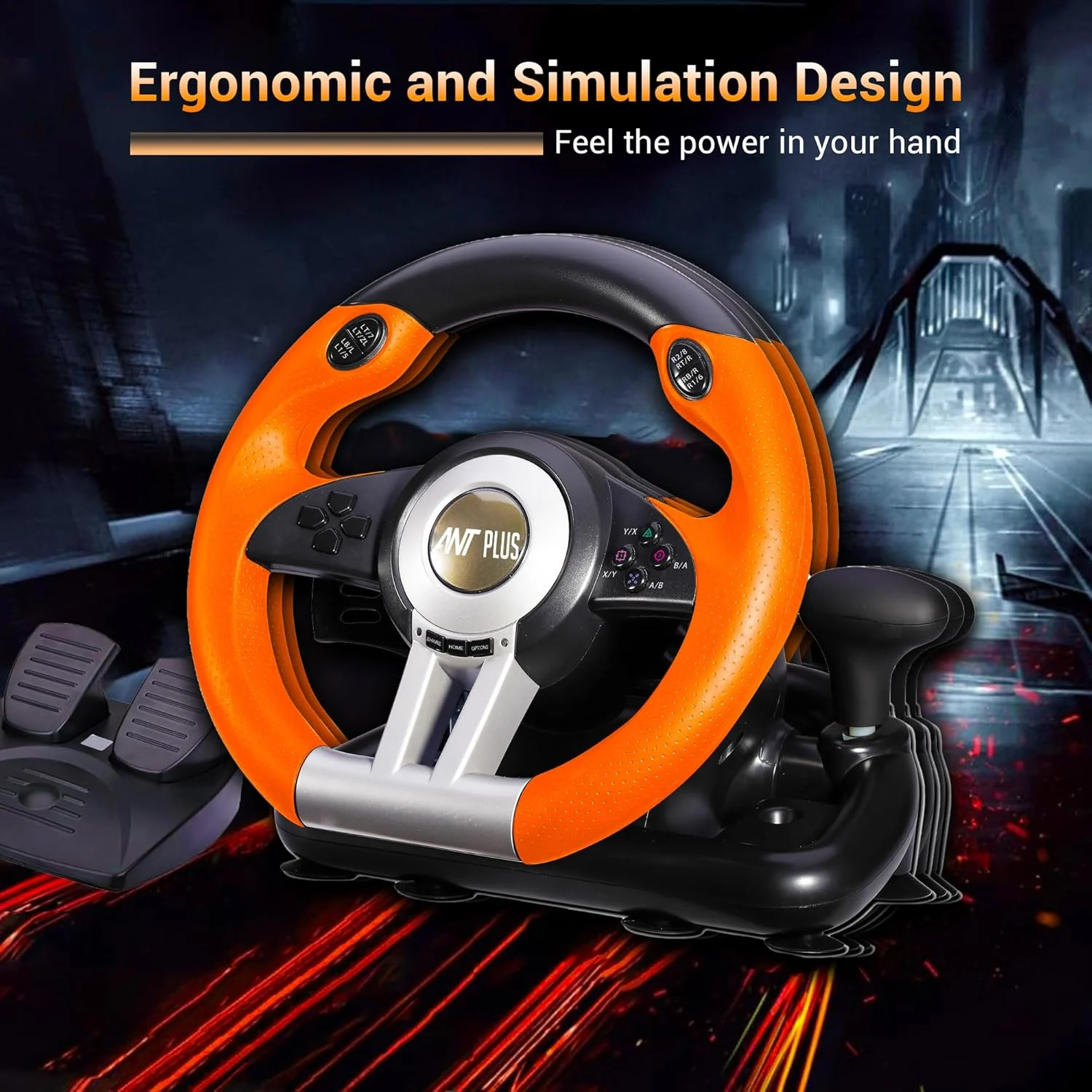 Ant Esports Fire Pro V3 Corsa Racing Wheel with Pedals – Black