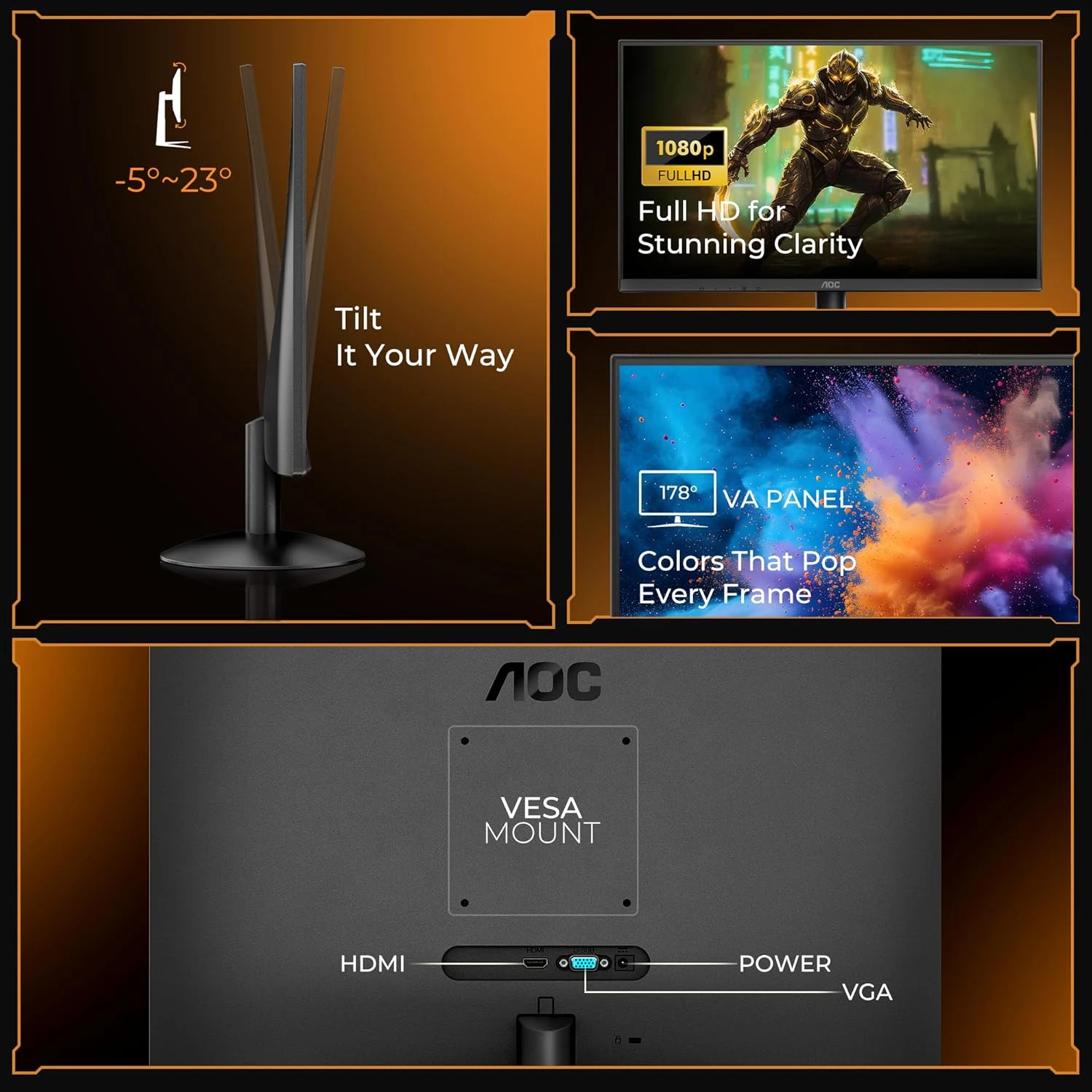 AOC 24B30HM 23.8 Inch LED Monitor – Black