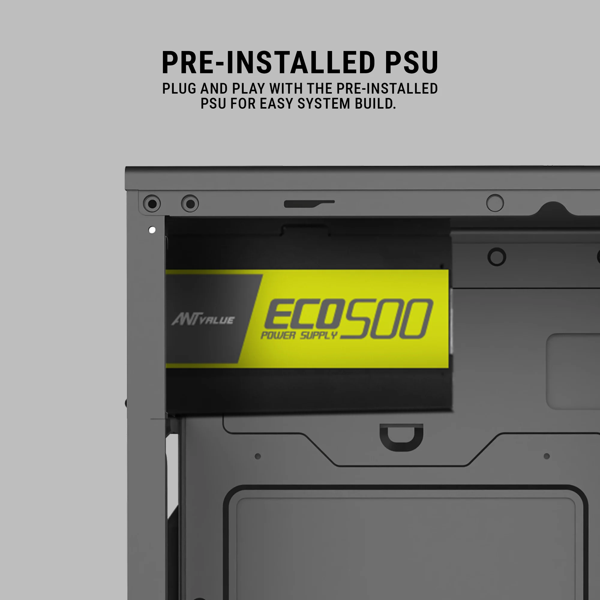 Ant Value VM4P Mini Tower Cabinet with Pre-Installed PSU