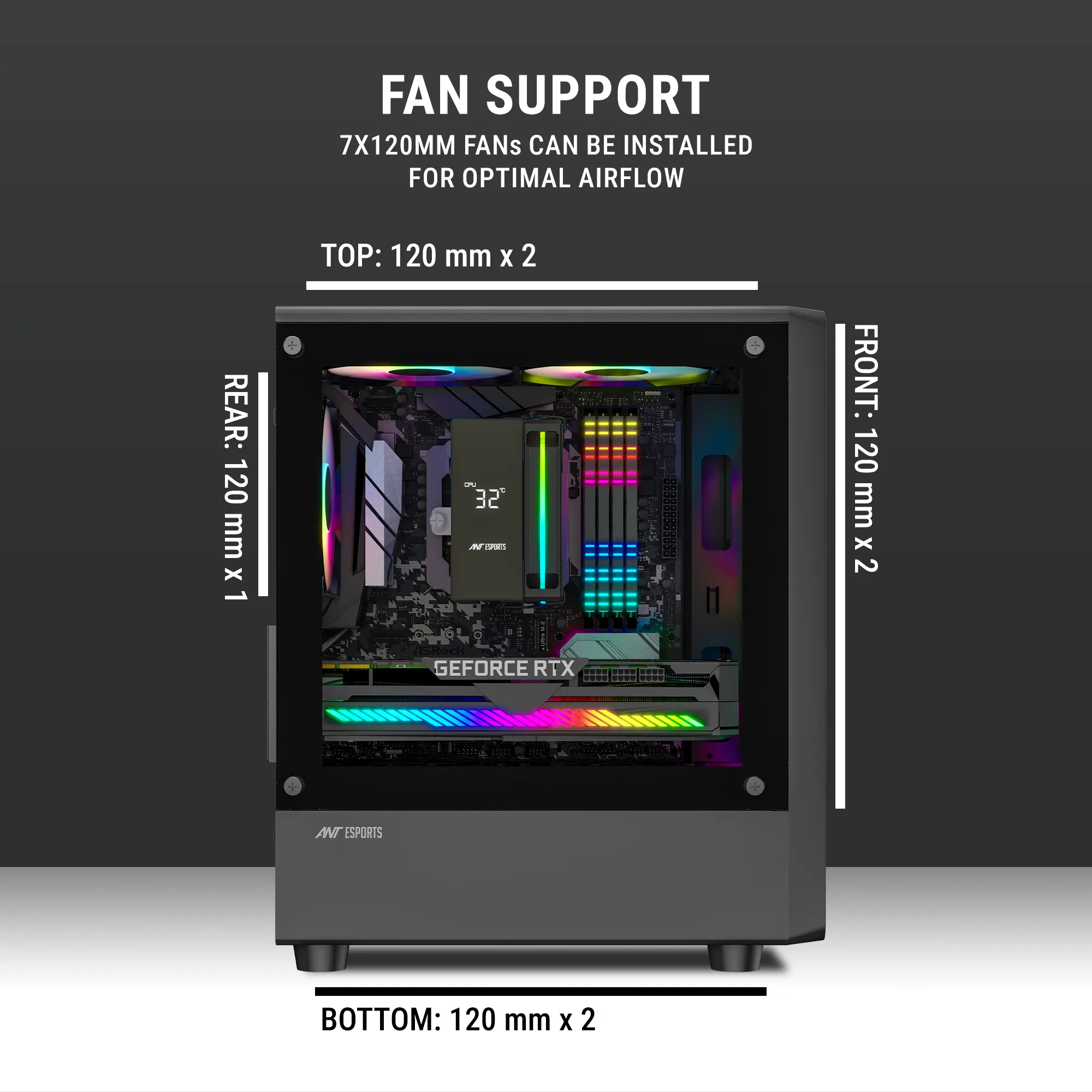 Ant Esports 400 Air Mini M-ATX Cabinet with 3×120mm Fans