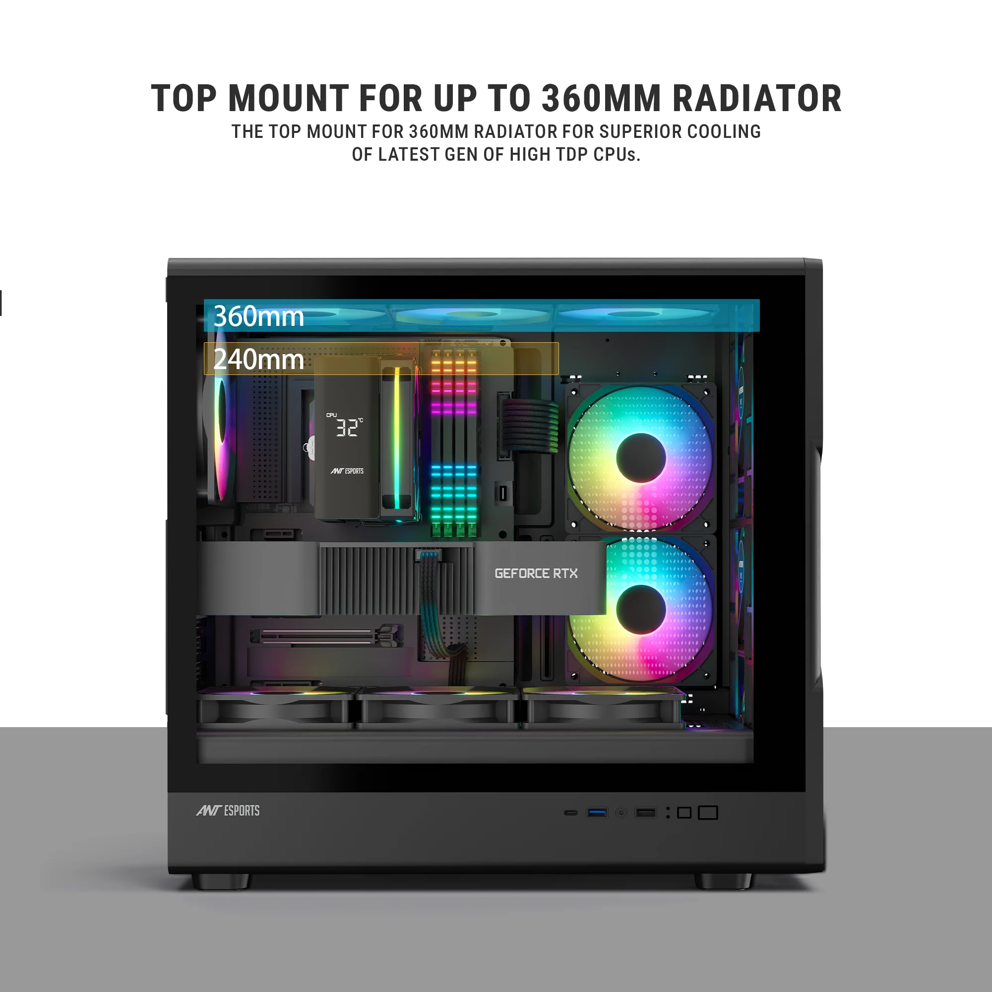 Ant Esports Titan FE ARGB ATX Gaming Cabinet 4 Fans