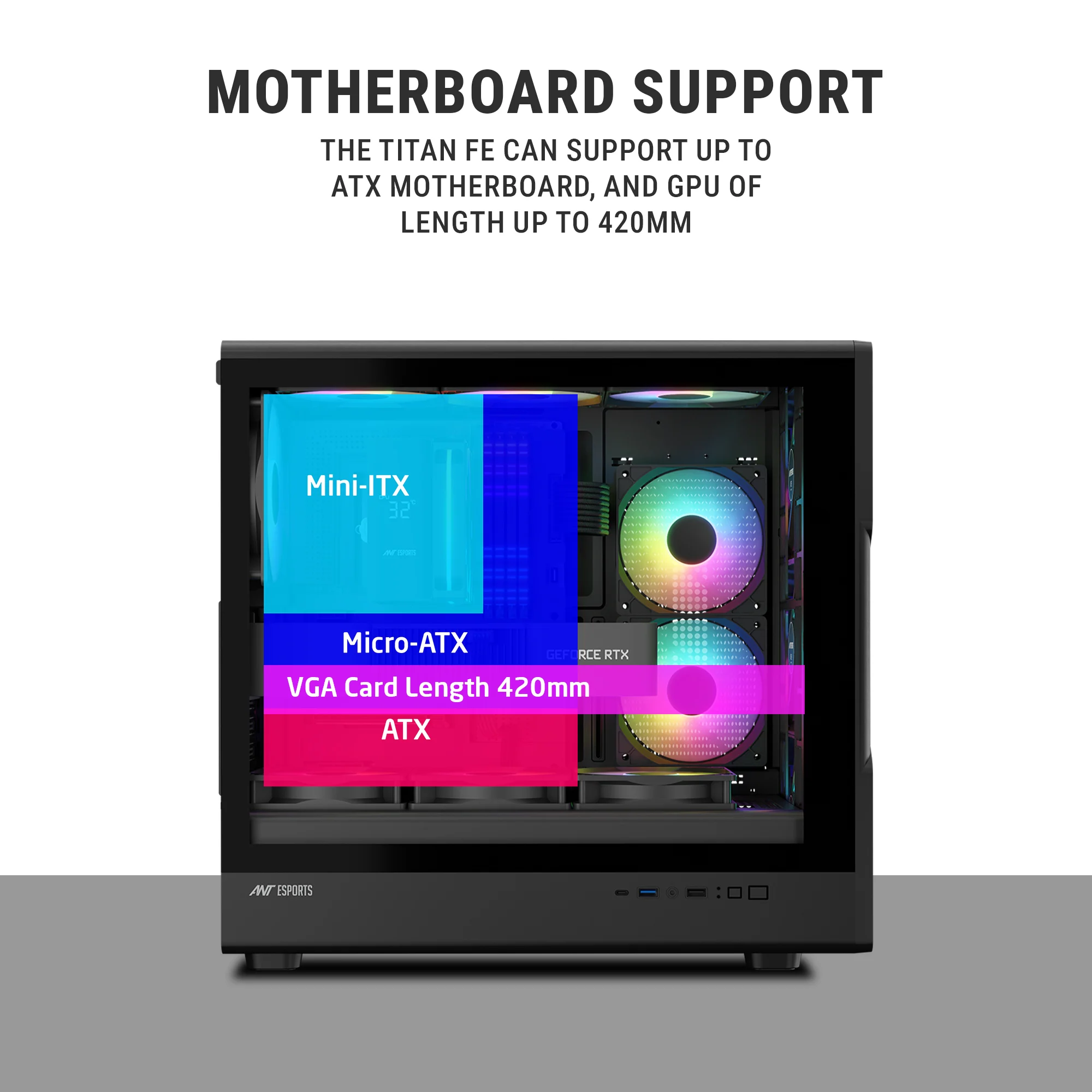 Ant Esports Titan FE ARGB ATX Gaming Cabinet 4 Fans