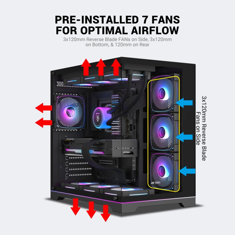 Ant Esports Crystal X7 Pro Max Mid Tower ARGB Gaming Cabinet