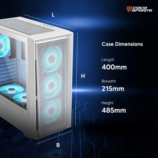 COCONUT RAMPAGE 3000D E ATX ARGB GAMING CABINET WHITE