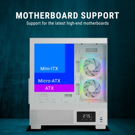 Ant Esports Gaming Cabinet Crystal X3 LCD (White)