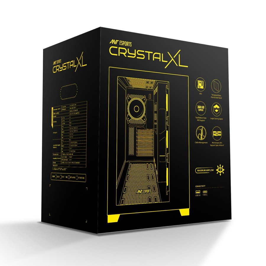 Ant Esports Crystal XL ARGB Gaming Cabinet – White