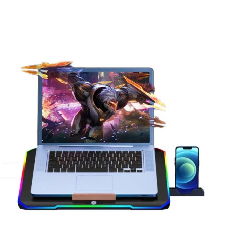 Live Tech Vostok 6-Fan RGB Laptop Cooling Pad – Adjustable Height & Phone Stand
