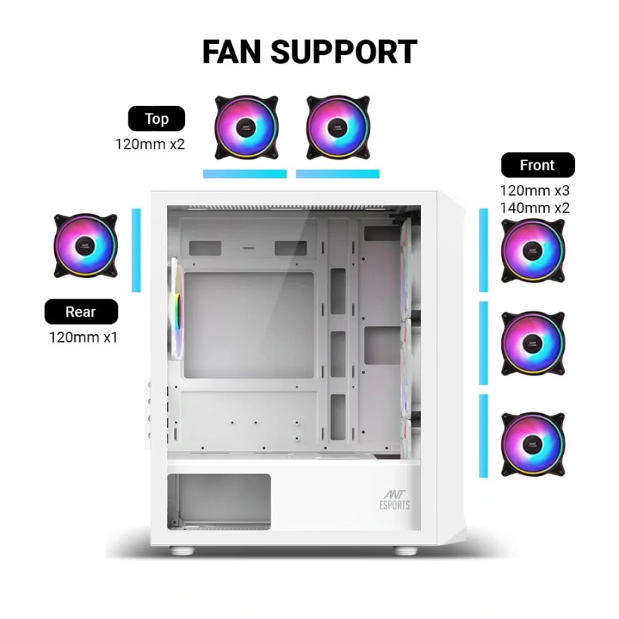 Ant Esports Gaming Cabinet 205 Mini 6F White