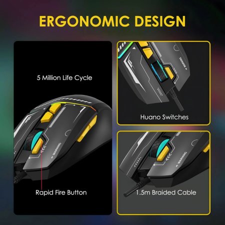 Ant Esports Ghost 50 RGB Gaming Mouse 12800 DPI – Black
