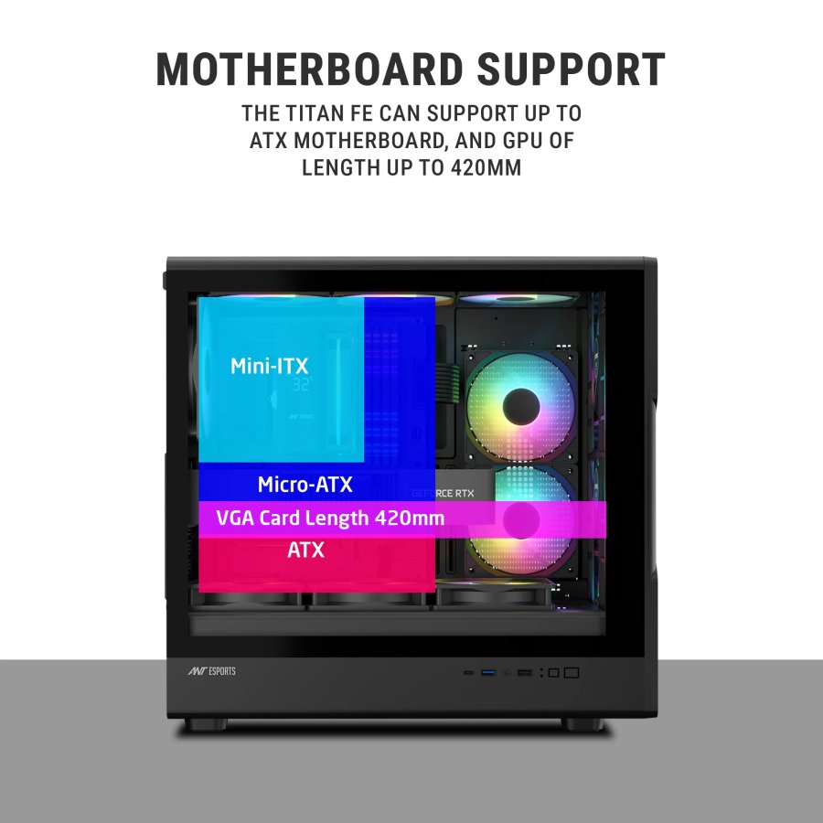 Ant Esports Titan FE ARGB ATX Gaming Cabinet 4 Fans
