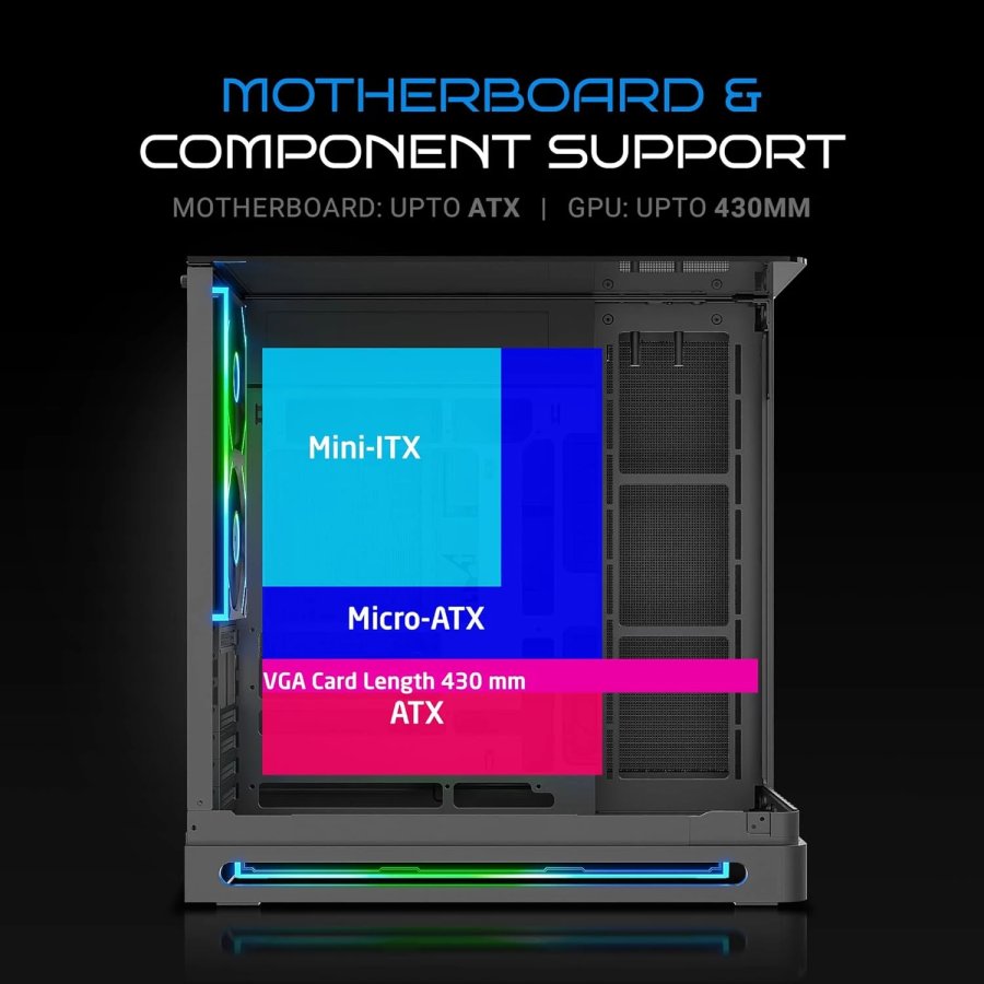 Ant Esports Crystal ARC Pro Black Gaming Cabinet ATX/M-ATX/ITX