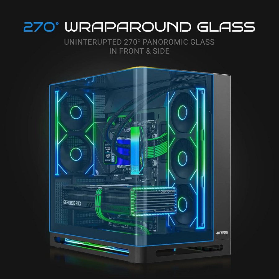 Ant Esports Crystal ARC Pro Black Gaming Cabinet ATX/M-ATX/ITX