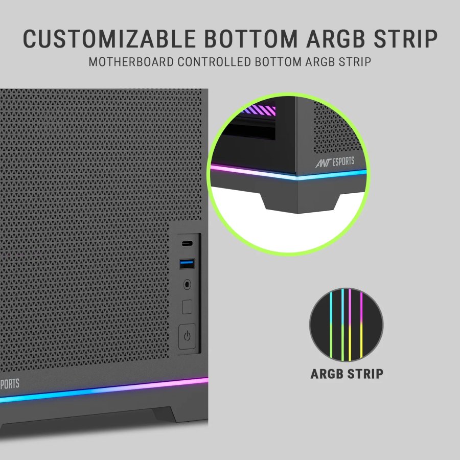 Ant Esports Box C Air V2 M-ATX Cabinet Black 120mm Fan