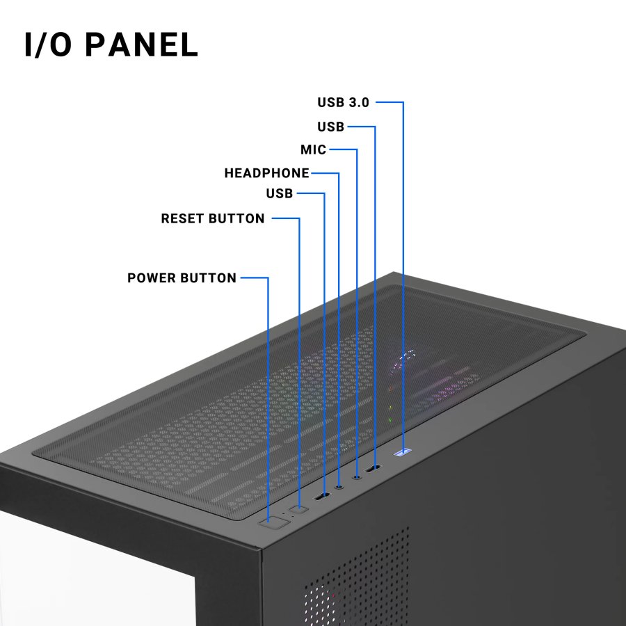Ant Esports Crystal Z3 ATX Cabinet Black 3x120mm Fans