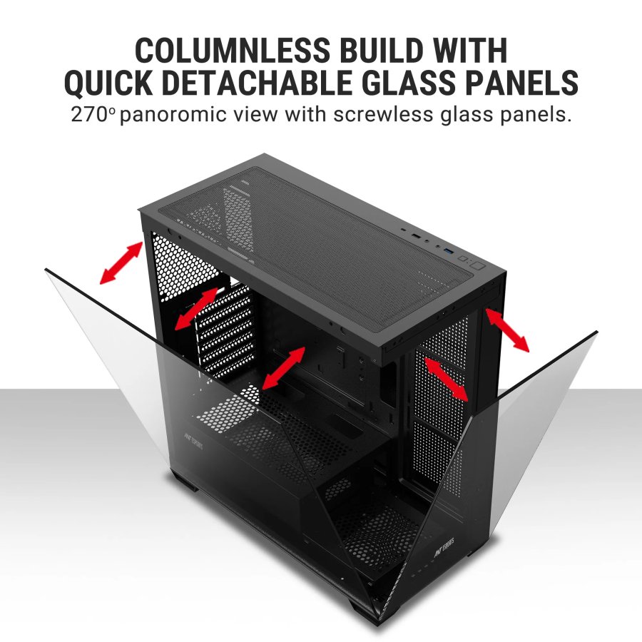 Ant Esports Crystal X7 ATX Cabinet Black 7x120mm Fans