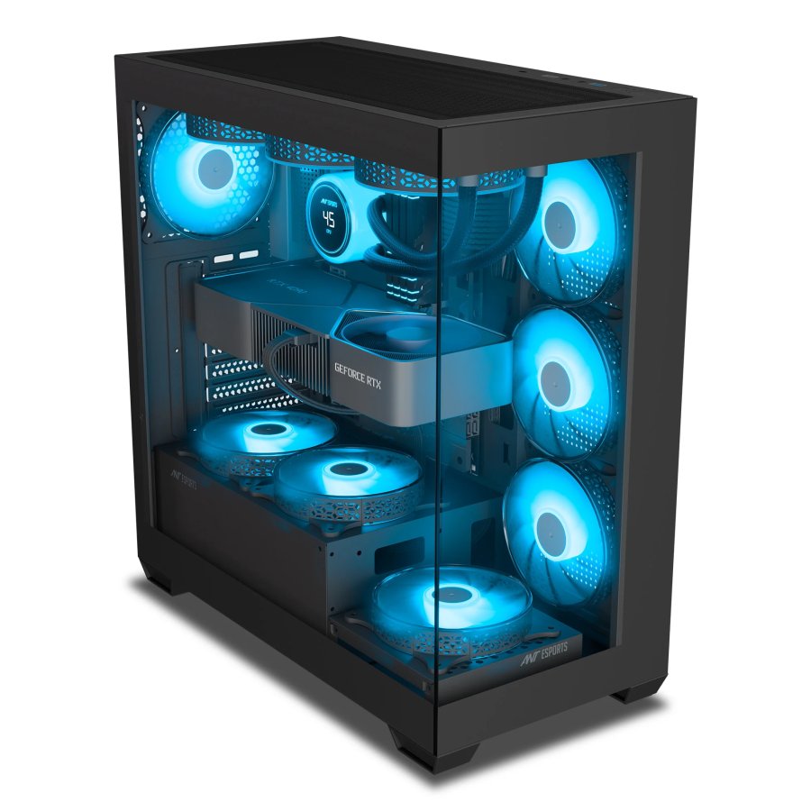 Ant Esports Crystal X7 ATX Cabinet Black 7x120mm Fans