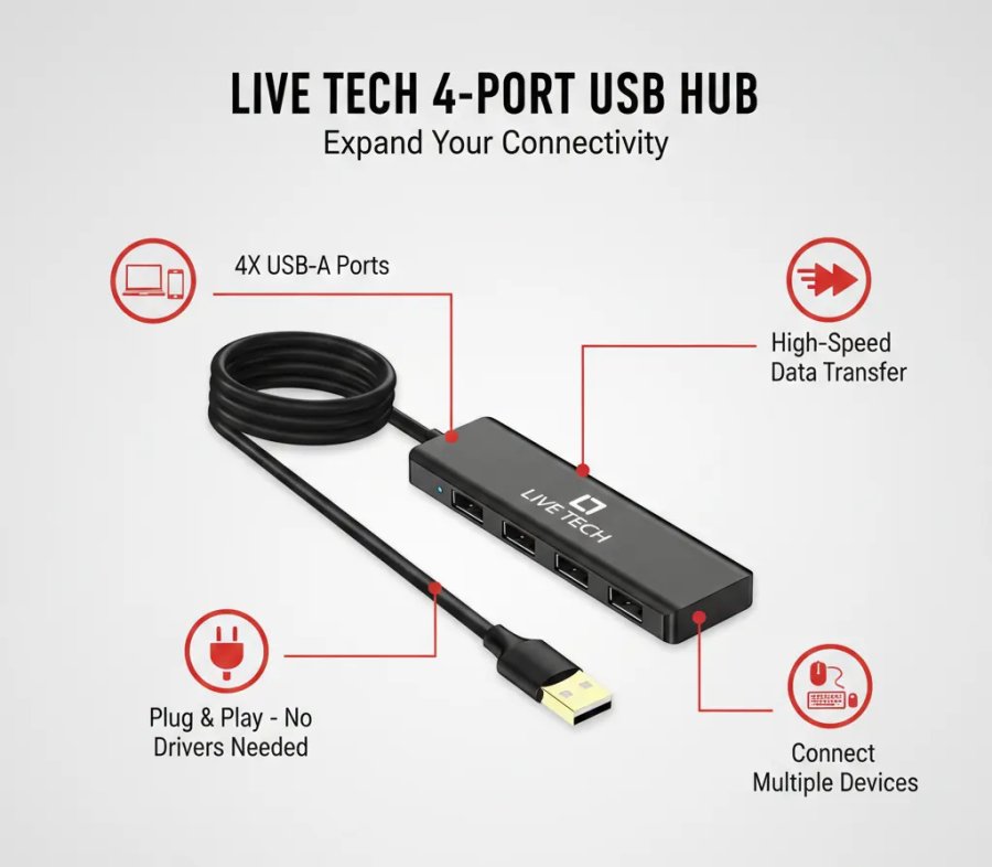 Live Tech Niyani 4 Port USB Hub