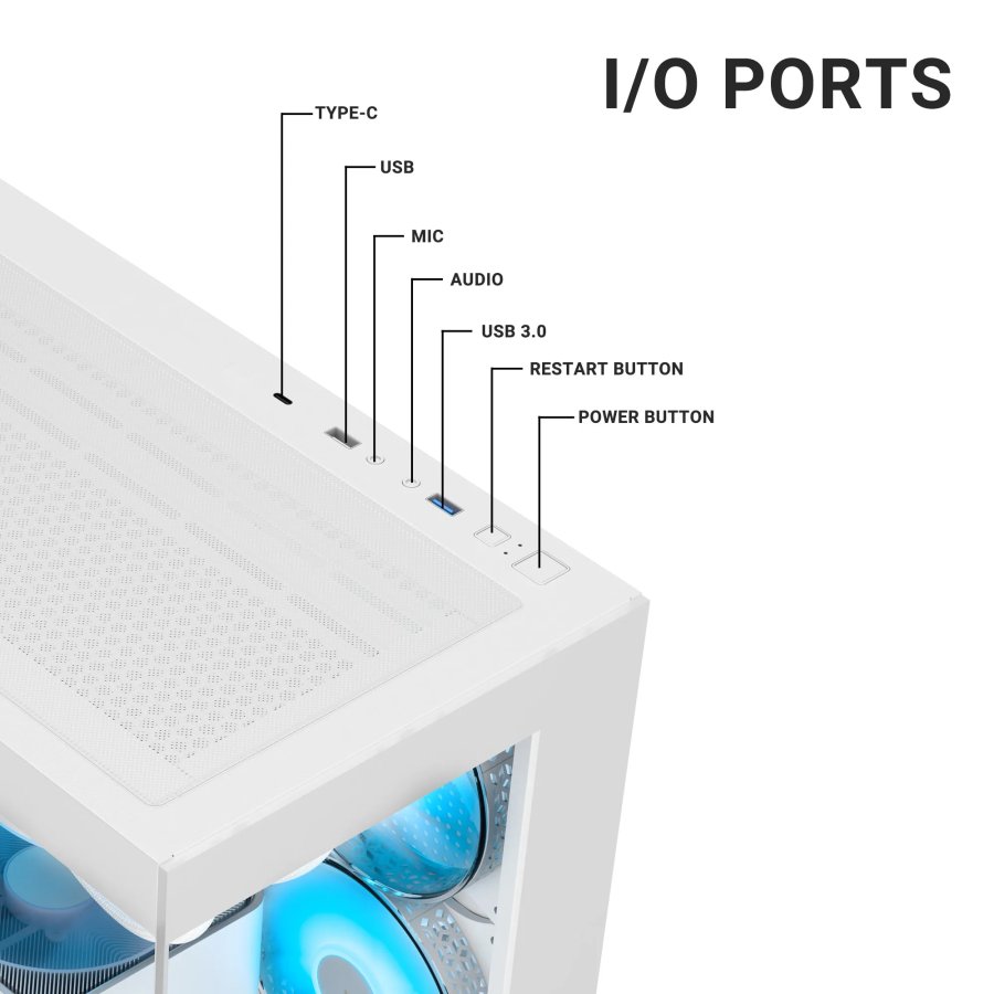 Ant Esports Crystal X7 ATX Cabinet White 7x120mm Fans