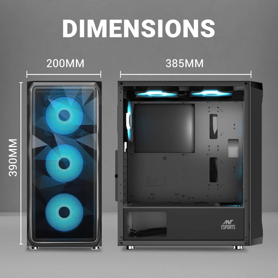 Ant Esports ICE-112 ARGB ATX Cabinet Black 4 Fans