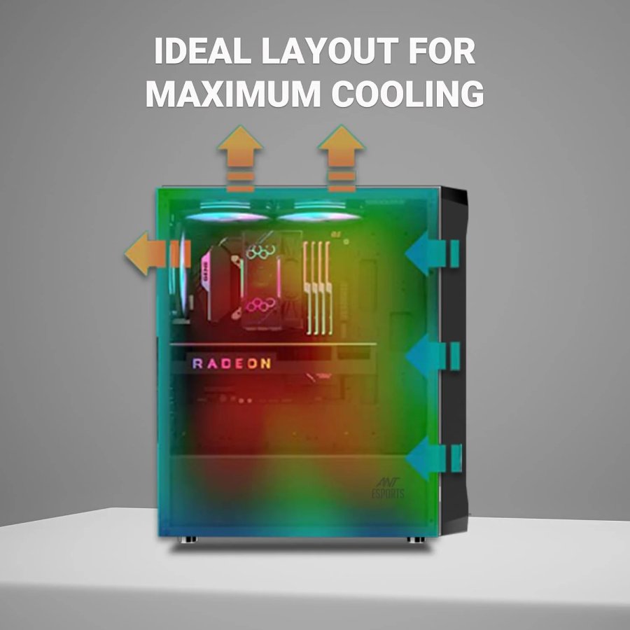 Ant Esports ICE-112 ARGB ATX Cabinet Black 4 Fans