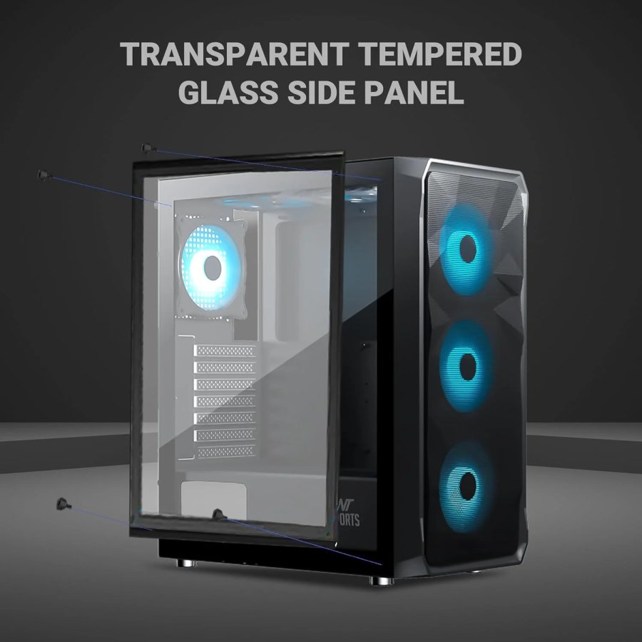 Ant Esports ICE-112 ARGB ATX Cabinet Black 4 Fans