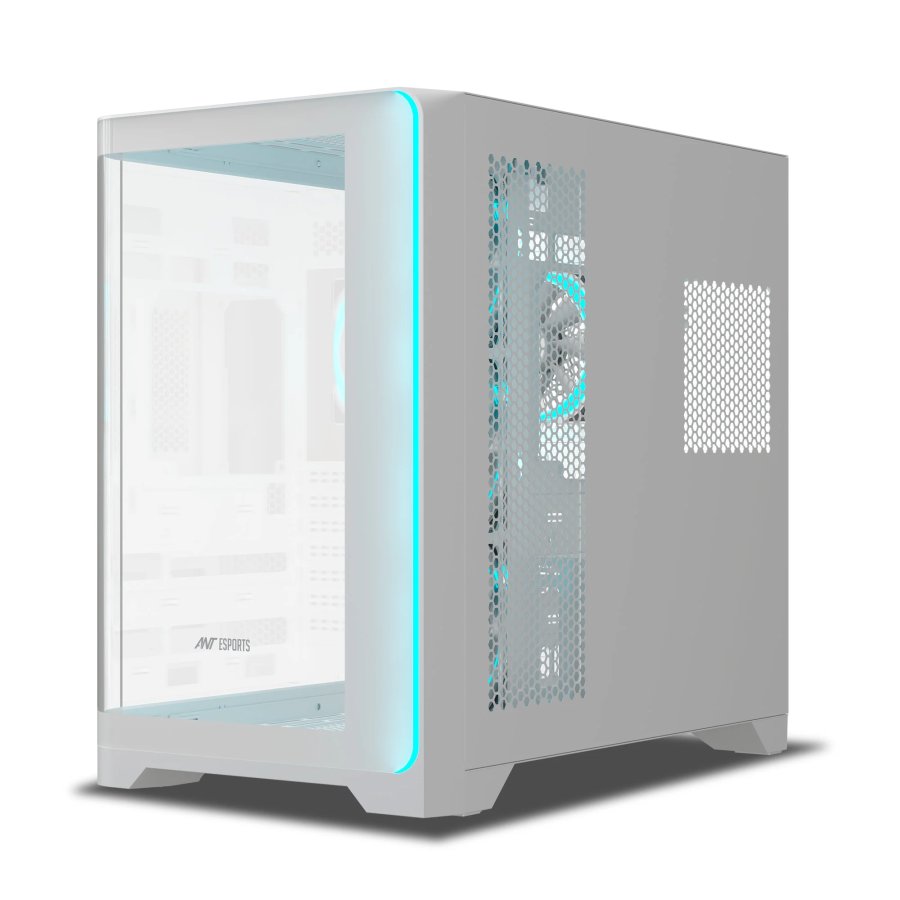 Ant Esports Crystal ARC Gaming Cabinet White