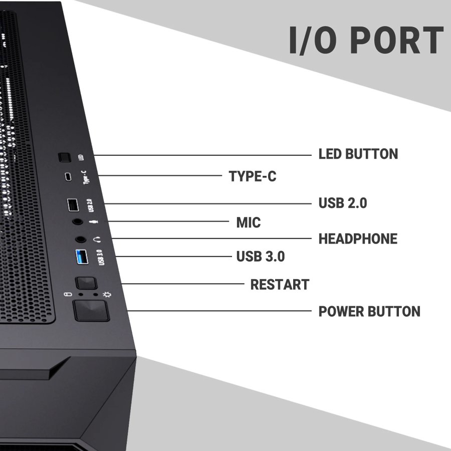 Ant Esports ICE-410TG Cabinet 4x120mm ARGB Fans Black