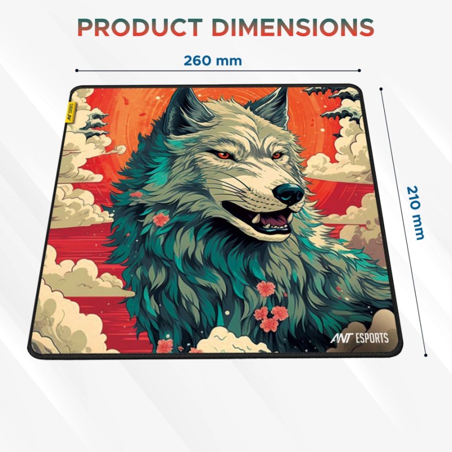 Ant Esports Wolf Mouse Pad 260X210X3mm Anti-Fray Stitching