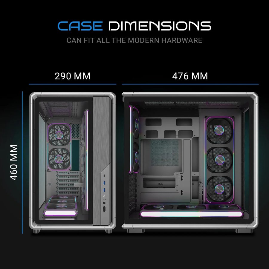 Ant Esports Gaming Cabinet Crystal x8 Frame Black