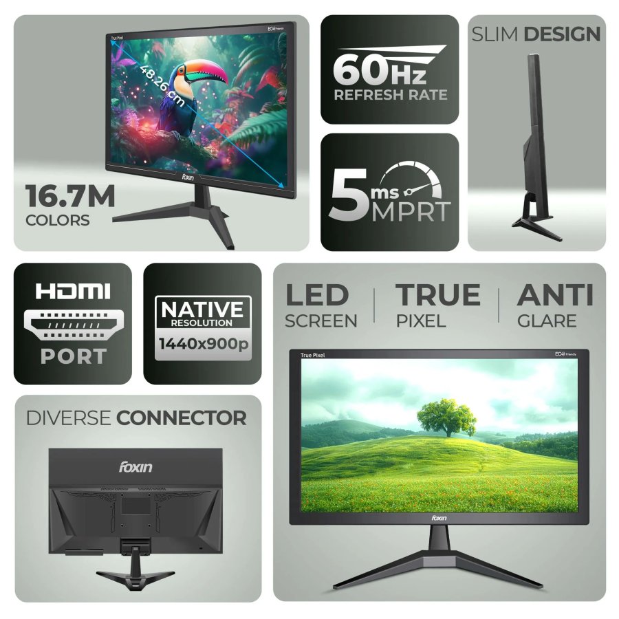 Foxin FM1950 19.5-Inch HD 60Hz LED Monitor