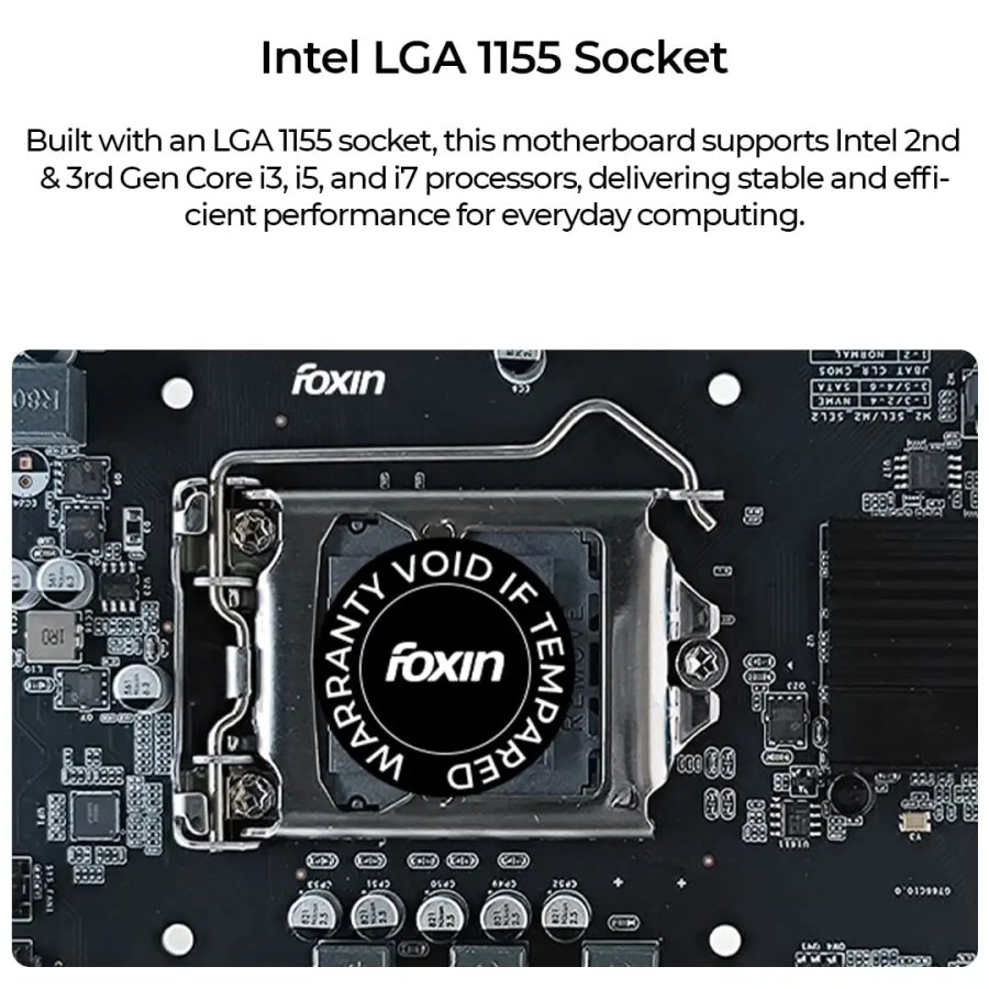 Foxin H61 DDR3 NVMe Motherboard for Intel 2nd/3rd Gen