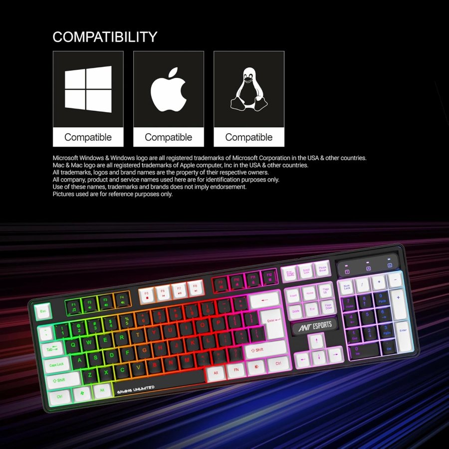 Ant Esports MK1450 Pro Wired Membrane Gaming Keyboard (Black & White)