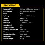 Ant Esports MK1450 Pro Wired Membrane Gaming Keyboard (Black & White)