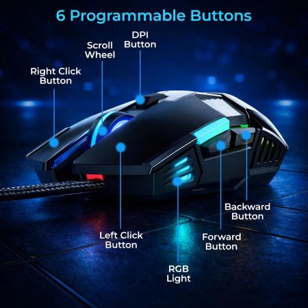 Ant Esports GM90 3600 DPI Wired Gaming Mouse Black