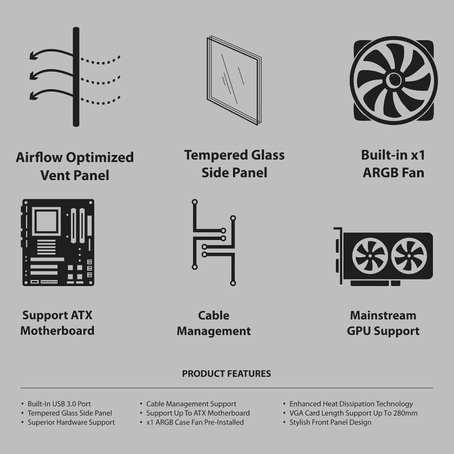 Ant Value VM25 Mid Tower Cabinet ATX M ATX M ITX