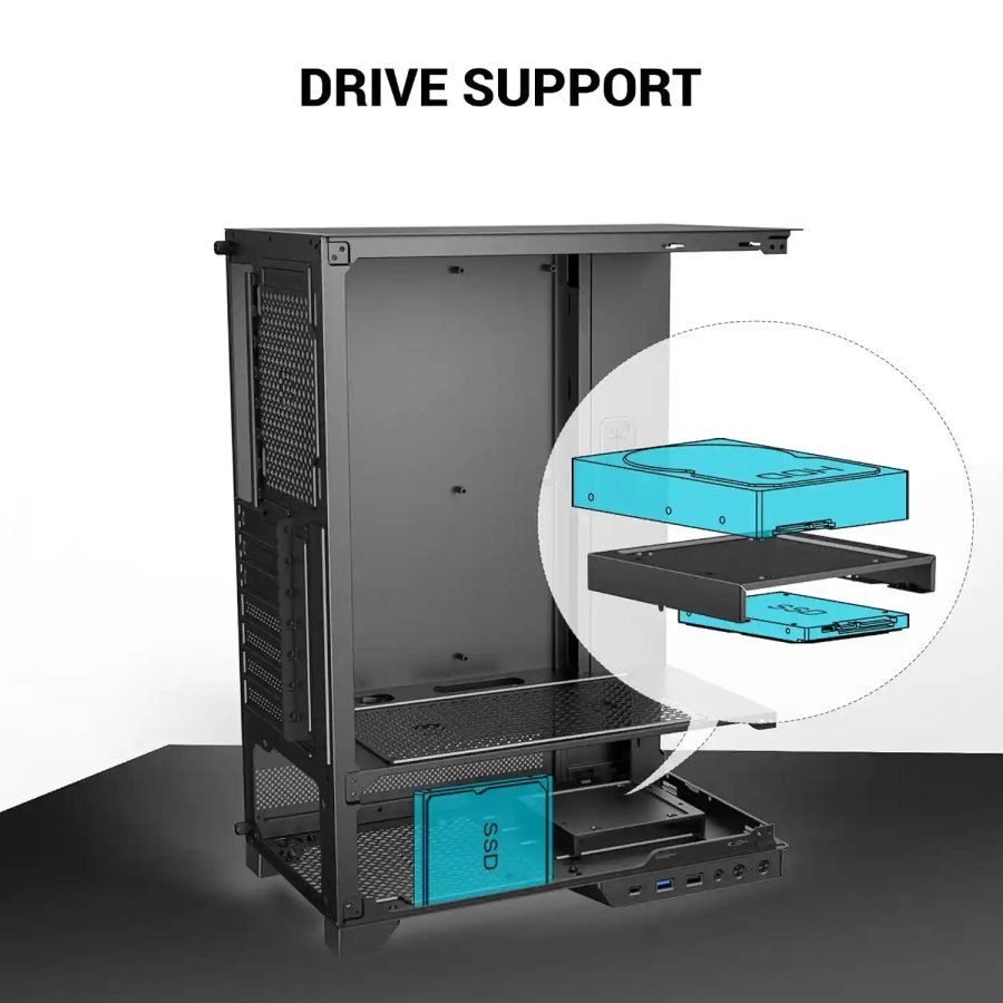ANT ESPORTS X2 LCD ARGB ATX MID TOWER CABINET BLACK