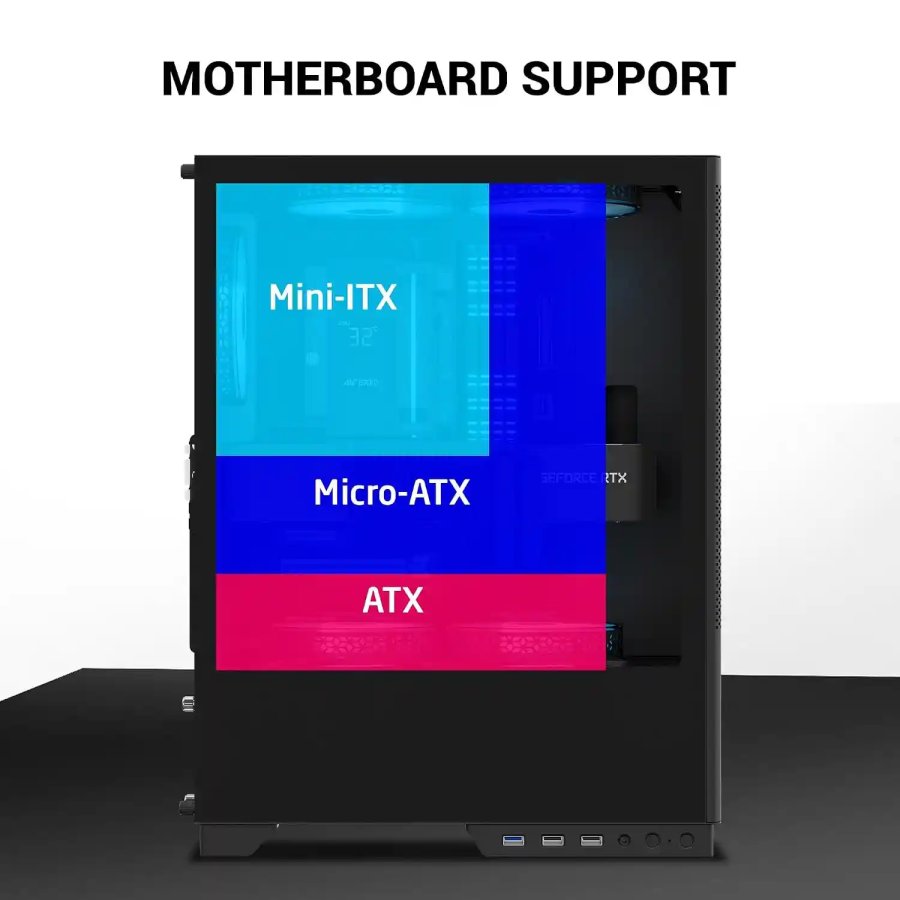 ANT ESPORTS X2 LCD ARGB ATX MID TOWER CABINET BLACK