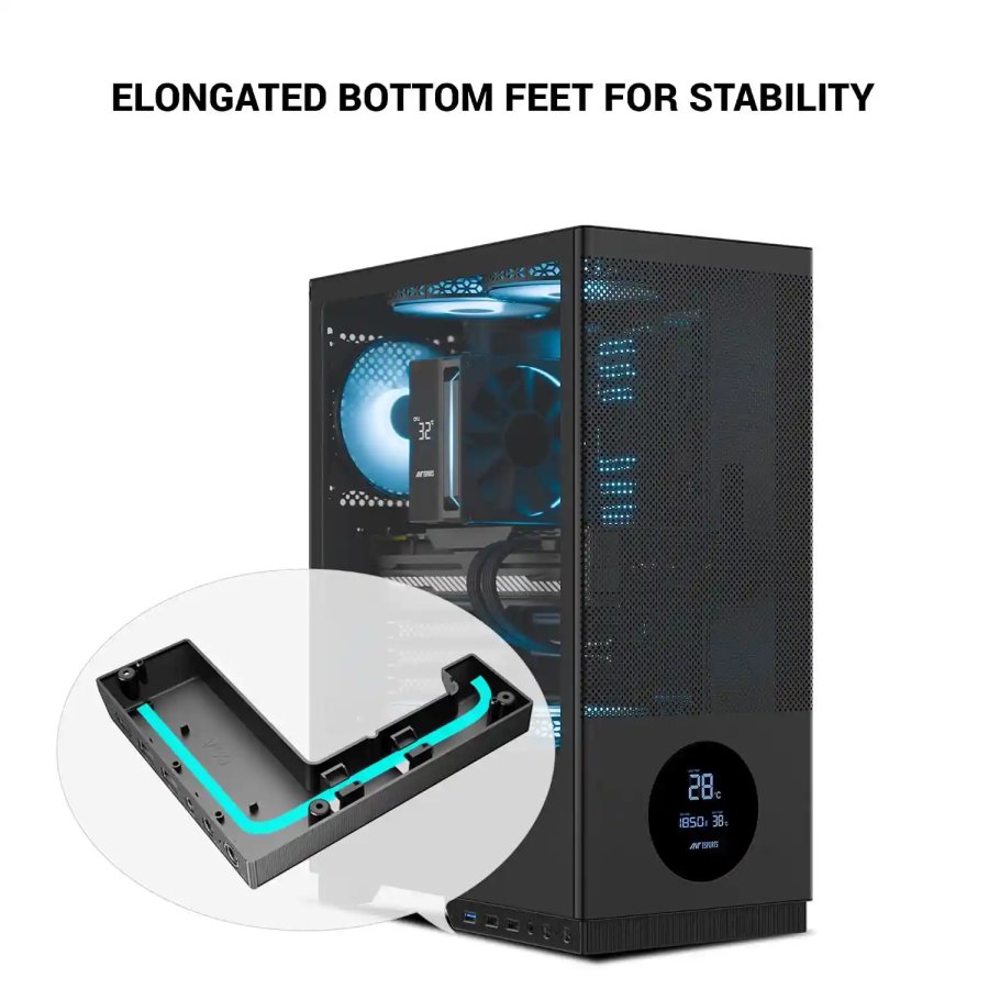 ANT ESPORTS X2 LCD ARGB ATX MID TOWER CABINET BLACK