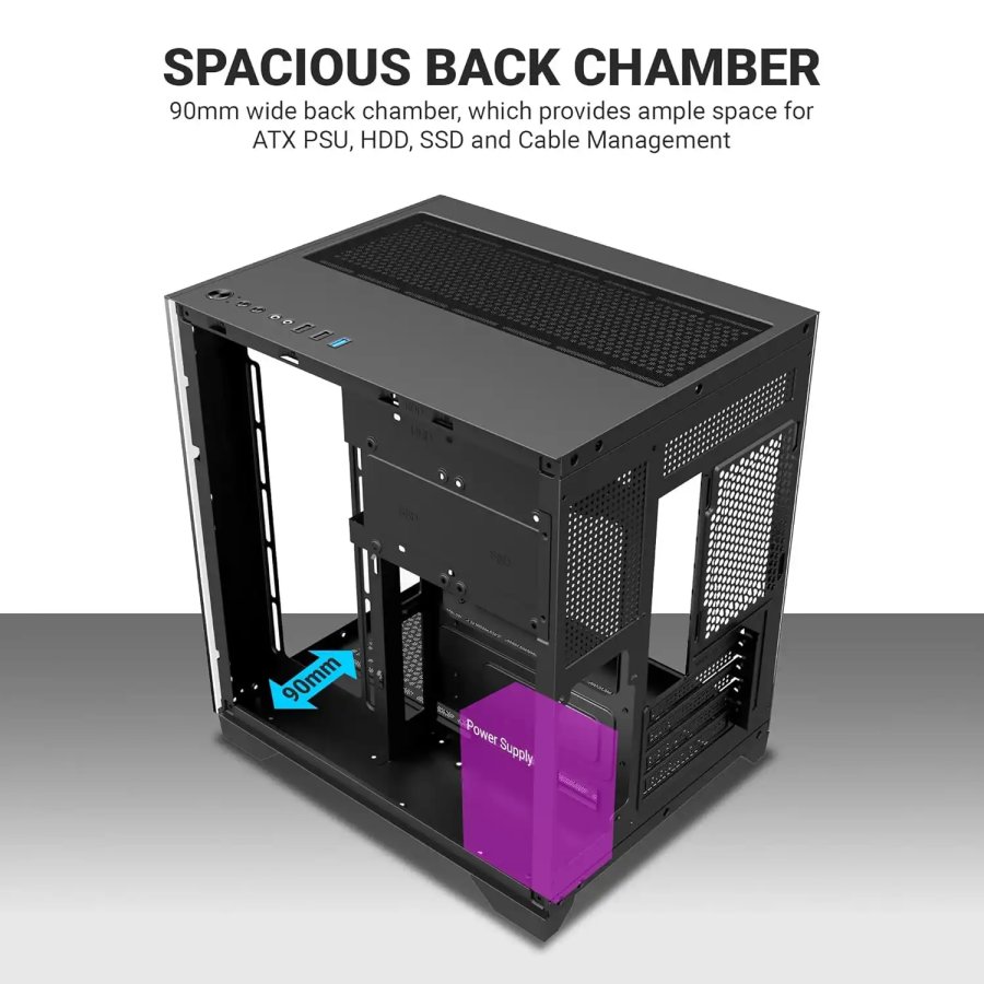 Ant Esports Crystal Z2 ARGB M-ATX Gaming Cabinet Black