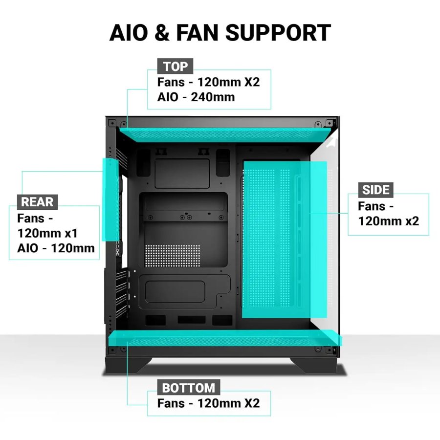 Ant Esports Crystal Z2 ARGB M-ATX Gaming Cabinet Black