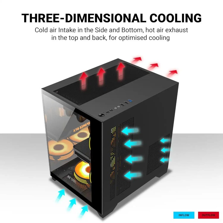 Ant Esports Crystal Z2 ARGB M-ATX Gaming Cabinet Black