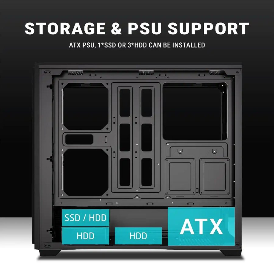 Ant Esports EVO 360 Lite Mid Tower Gaming Cabinet Black