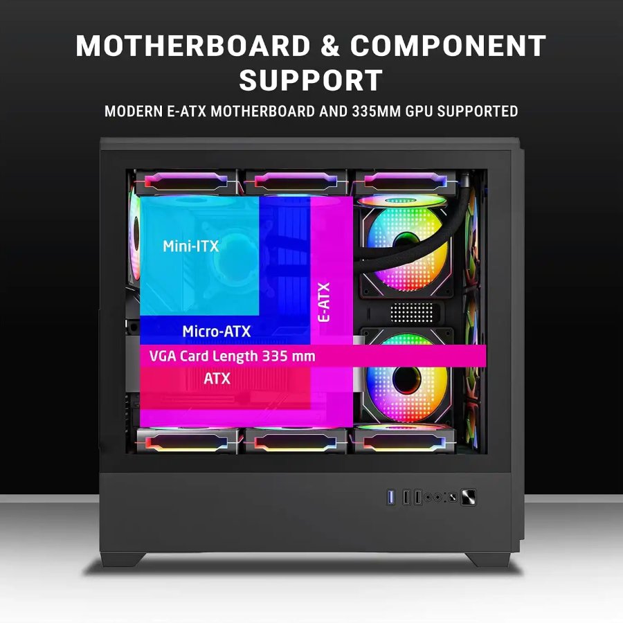 Ant Esports EVO 360 Lite Mid Tower Gaming Cabinet Black