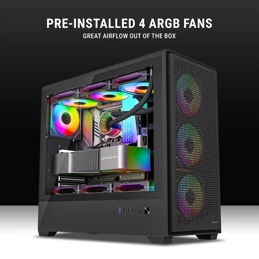 Ant Esports EVO 360 Lite Mid Tower Gaming Cabinet Black