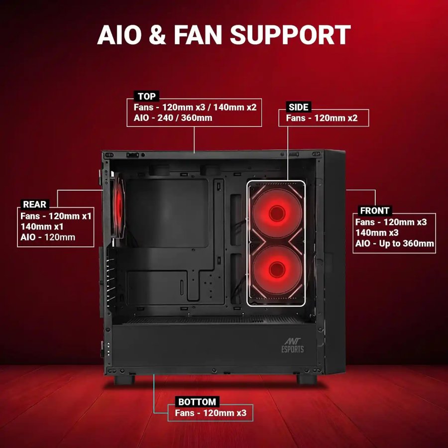 Ant Esports ICE Digital C3 8 Inch Display Gaming Cabinet Black