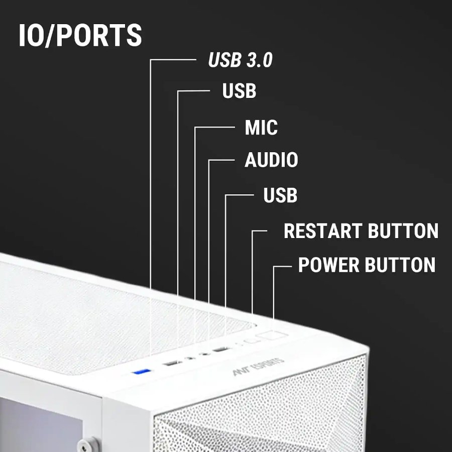 Ant Esports Gaming Cabinet Elite 1200 White ARGB