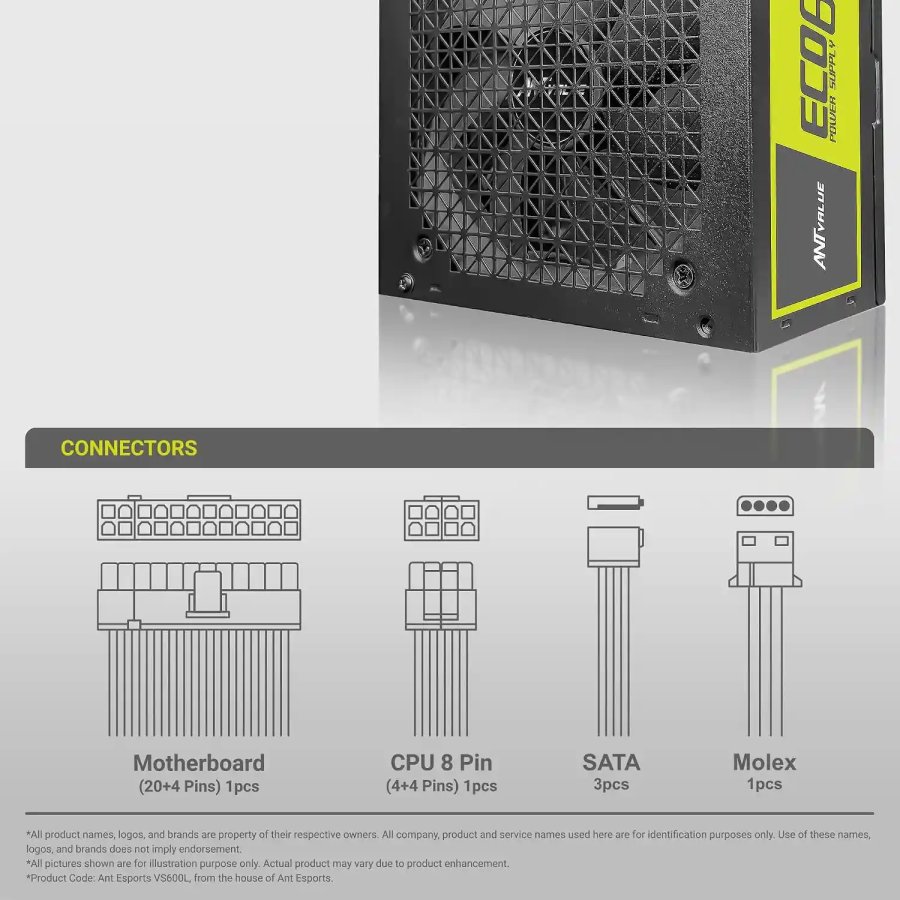Ant Value ECO600 600W Desktop Power Supply